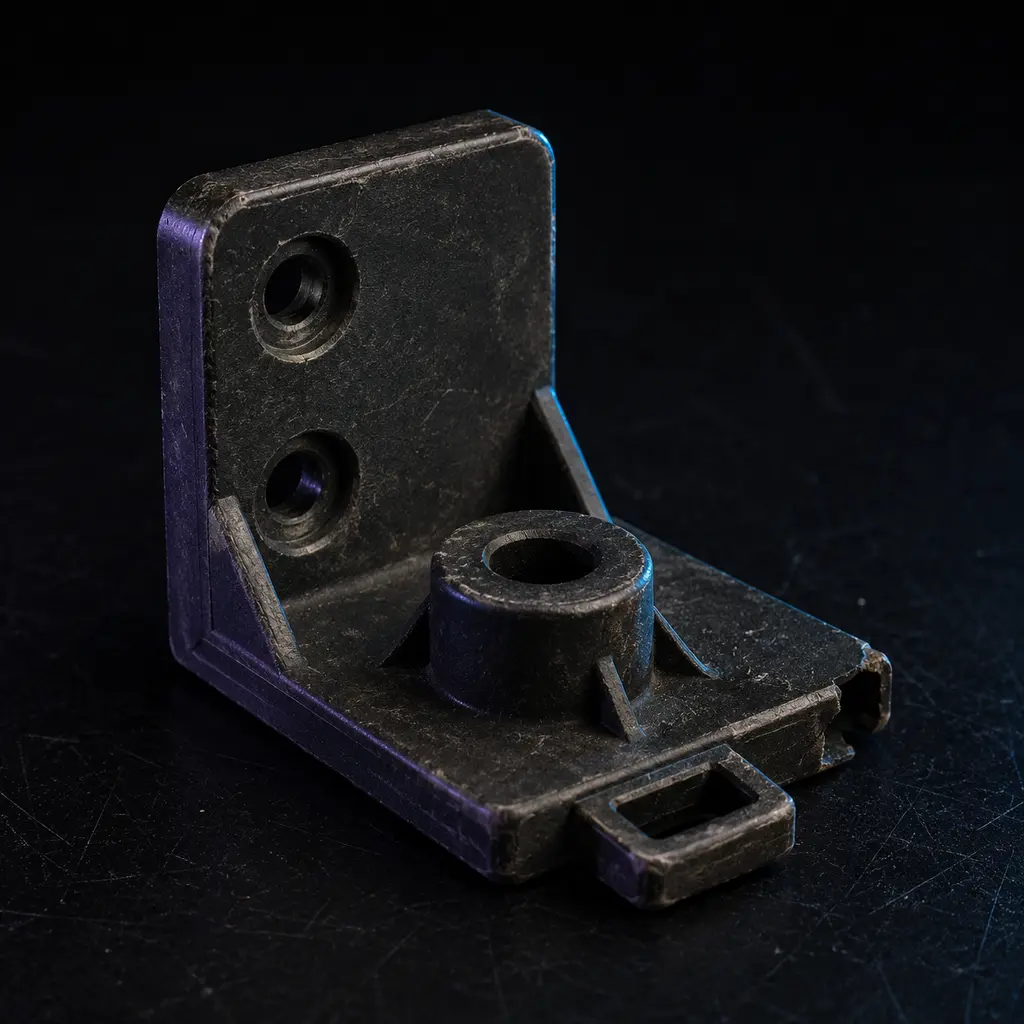 A worn and damaged polymer mounting bracket ready to be reverse engineered