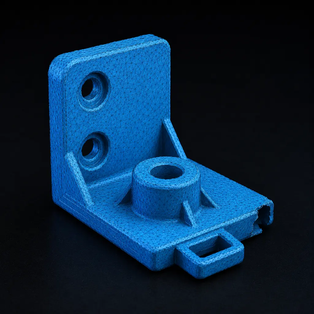 A cleaned triangulated mesh of the scanned mounting bracket